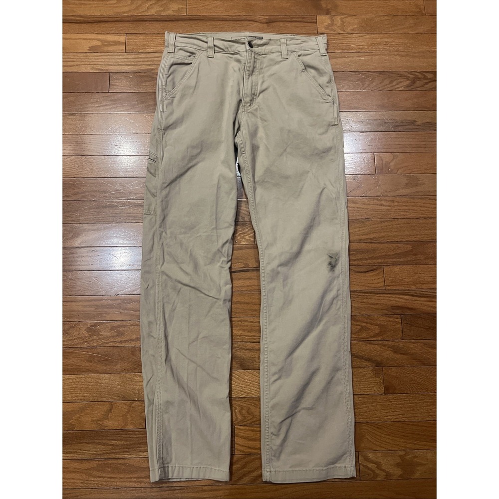 Carhartt Rugged Flex Rigby Dungaree Pants 32x34 Dark Khaki Relaxed Straight